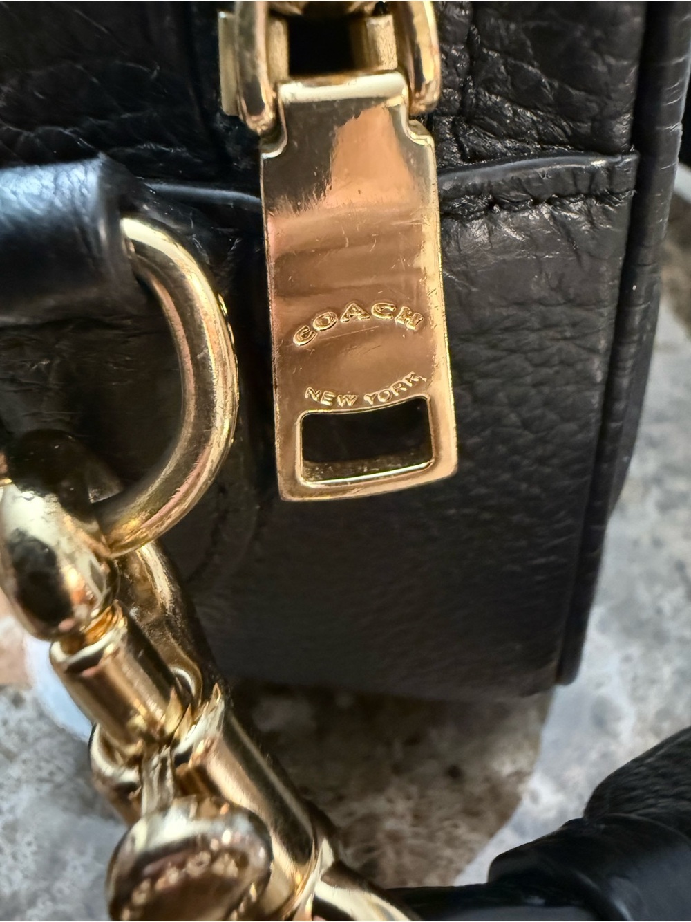 Coach Black Pebbled Leather Crossbody with Striped Strap - Picture 4 of 9